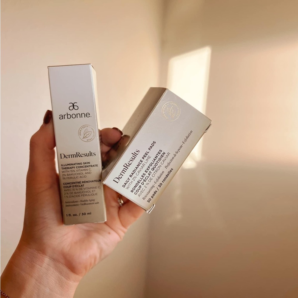 Anti-aging Skincare Arbonne DermResults Power Duo, Exfoliating Peel Pads + Serum - Picture 1 of 1